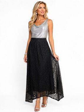 Elizabeth & Nicole Women’s Size M Black Lace Maxi Skirt Formal Evening Party